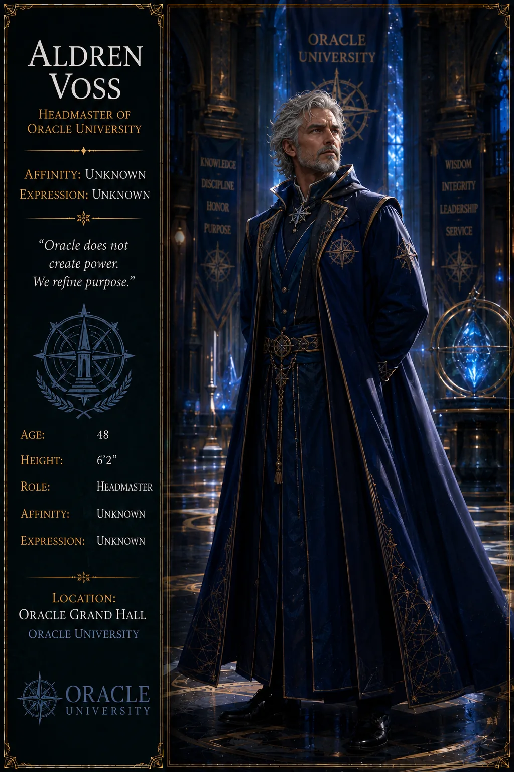 Headmaster Aldren Voss official character artwork