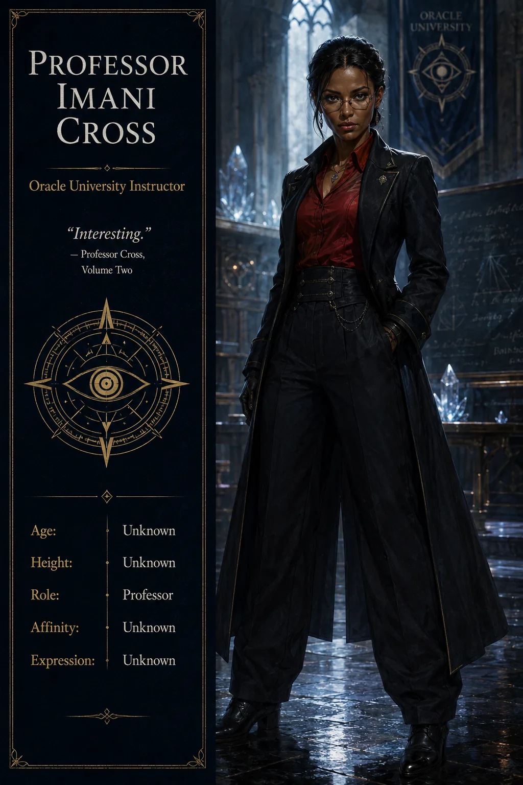 Professor Imani Cross official character artwork